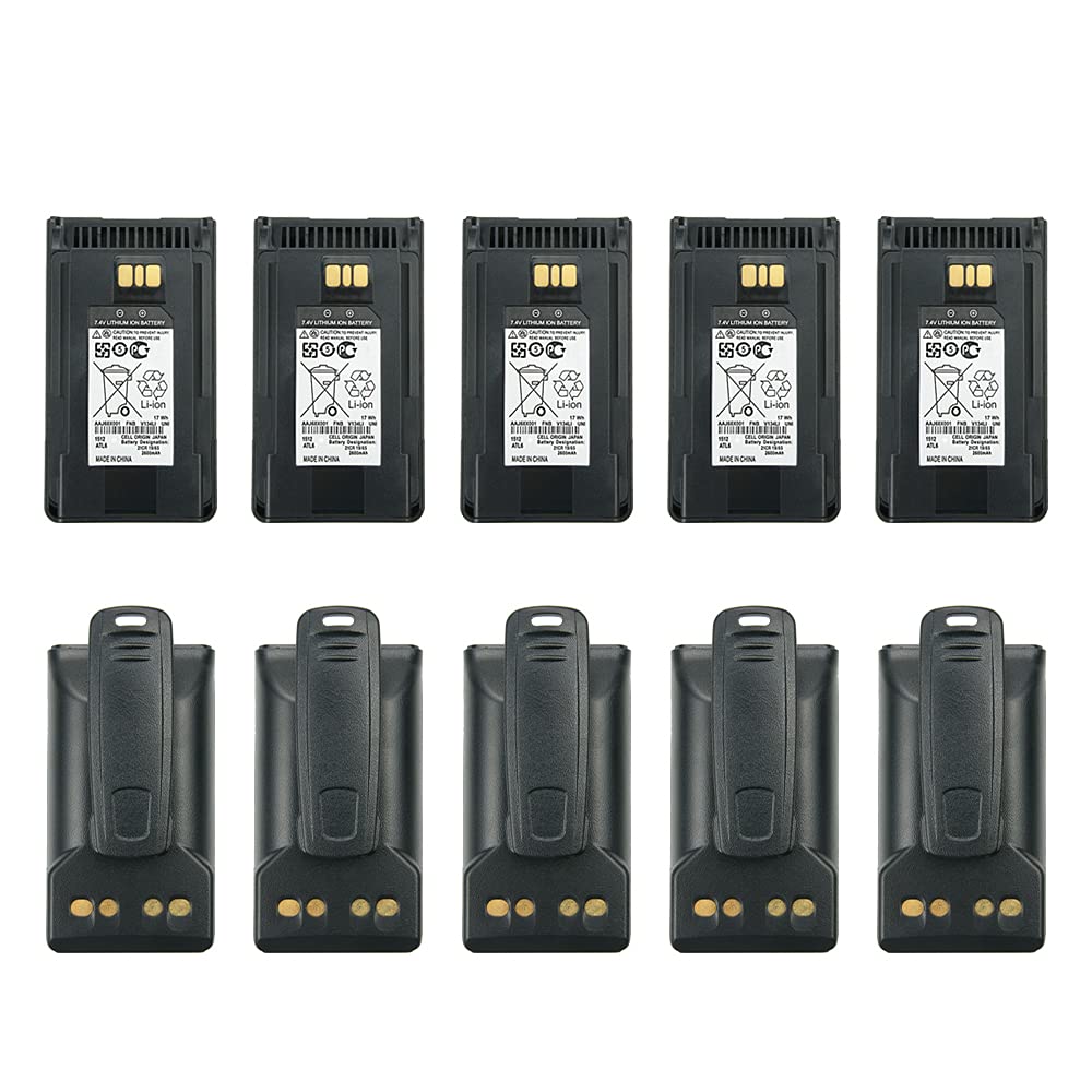 10 Pcs Replacement Battery for Vertex EVX-231 EVX-261 VX-451 VX-454 EVX-530 EVX-531 Two Way Radio - Compatible with AAJ68X001 FNB-V133Li FNB-V134Li - Includes Belt Clip for Police, Security & Construction Workers