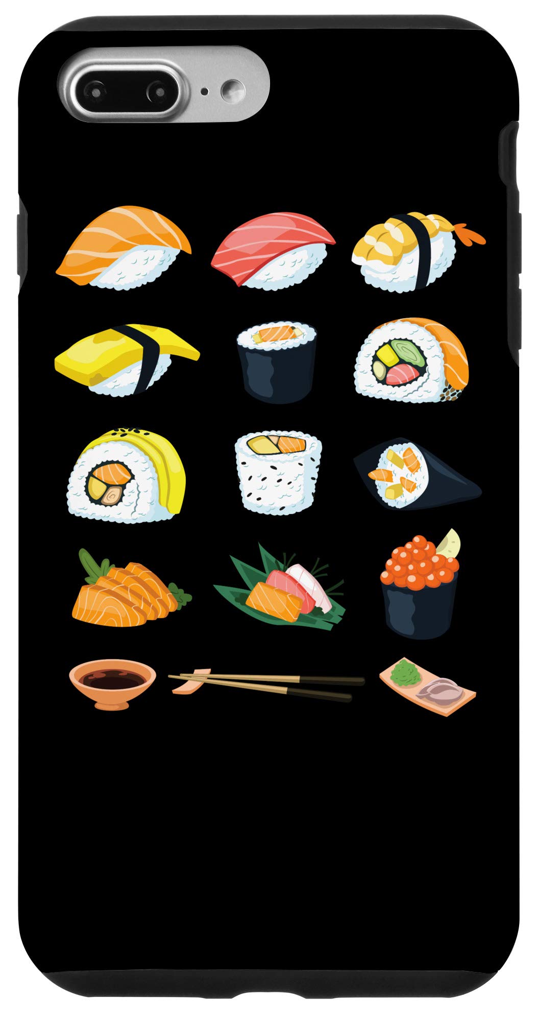 Premium Japanese Sushi Design iPhone 7 Plus/8 Plus Phone Case - Salmon & Tuna Roll Themed Protective Cover for Food Lovers & Anime Fans - Perfect for Daily Use, Cosplay, and Gift Giving