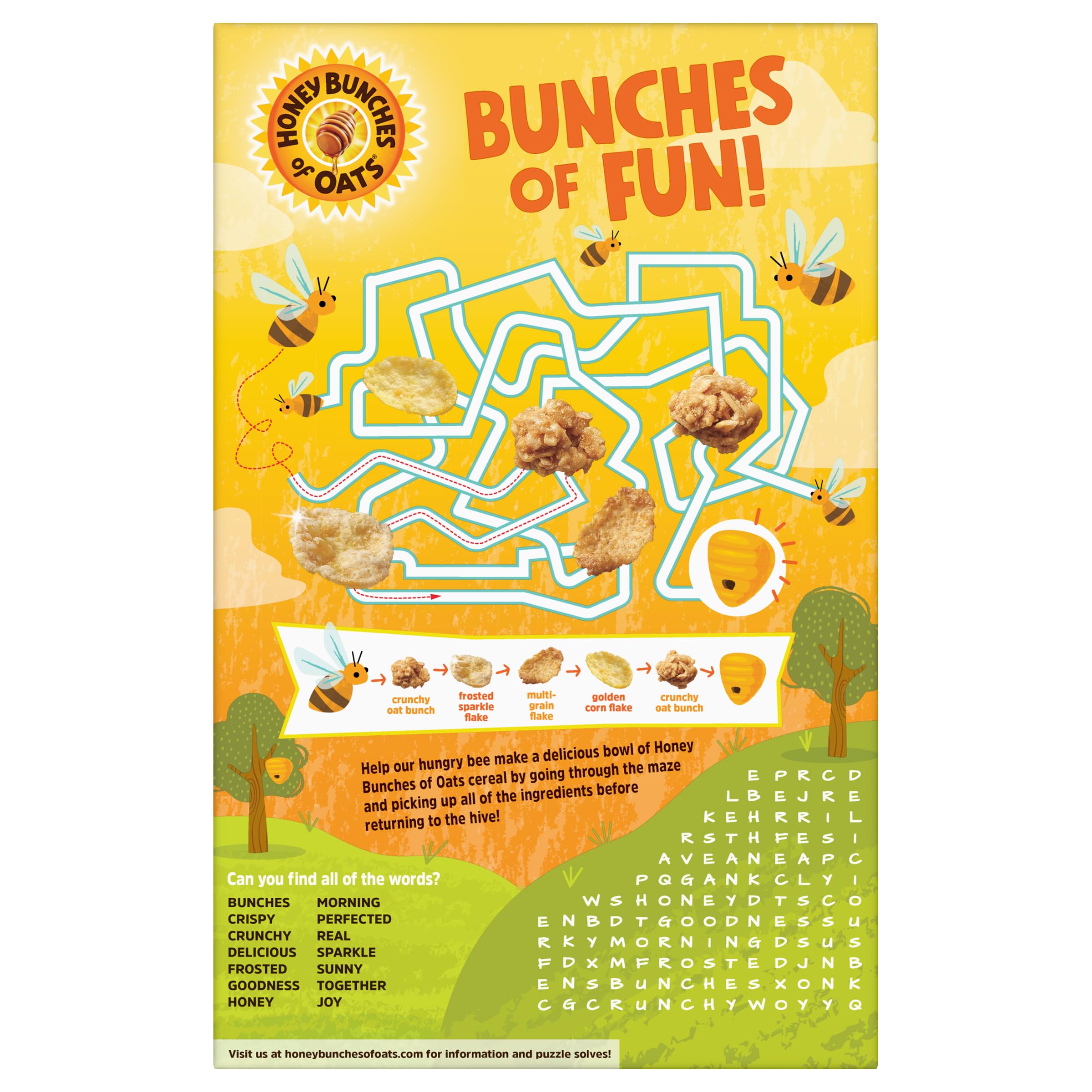Honey Bunches of Oats Honey Roasted Breakfast Cereal with Granola Clusters - 18oz Box - Crunchy Whole Grain Oat Cereal for Healthy Breakfast & Snacking - Perfect for Family Mornings, Office Snacks & On-the-Go Energy