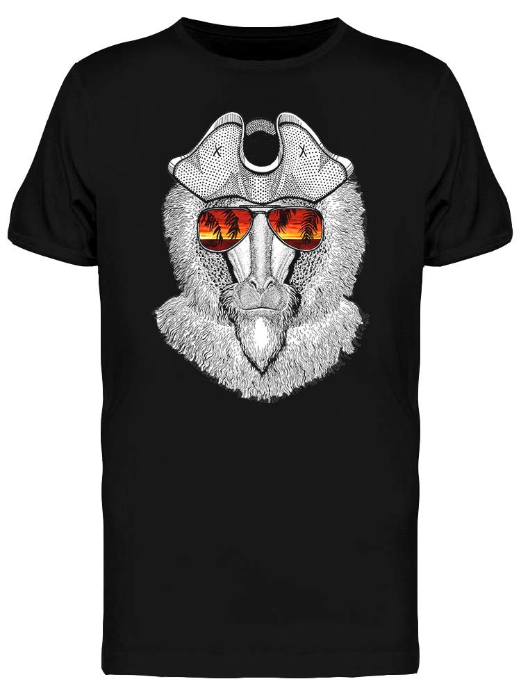 Smartprints Funny Ape Wearing Pirate Hat & Glasses Graphic T-Shirt for Men - Casual Streetwear, Party Outfit & Unique Gift Idea