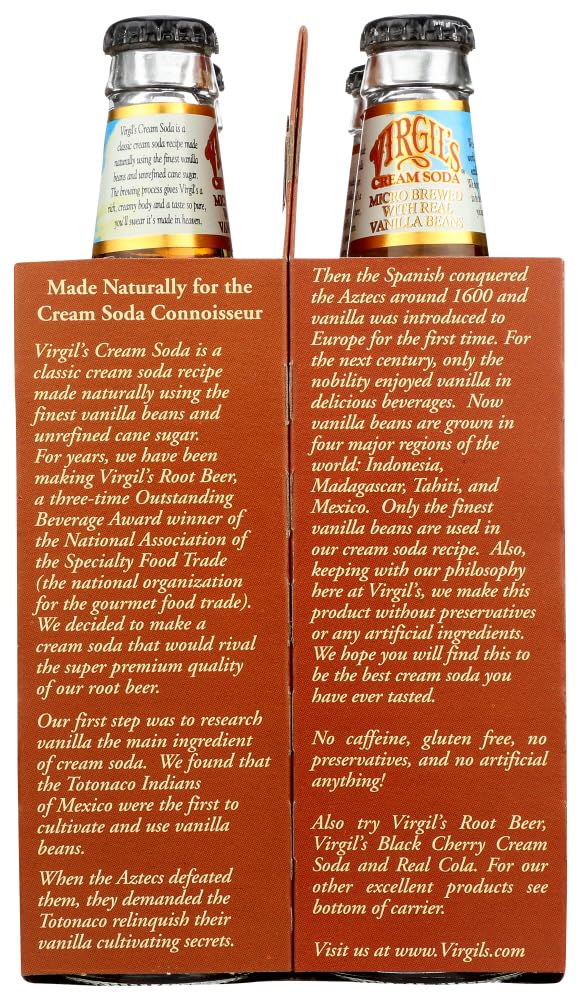 Virgil's Soda Cream 4-Pack, 48 Fl Oz (Pack of 6) - Refreshing Cream Soda for Parties, BBQs & Family Gatherings