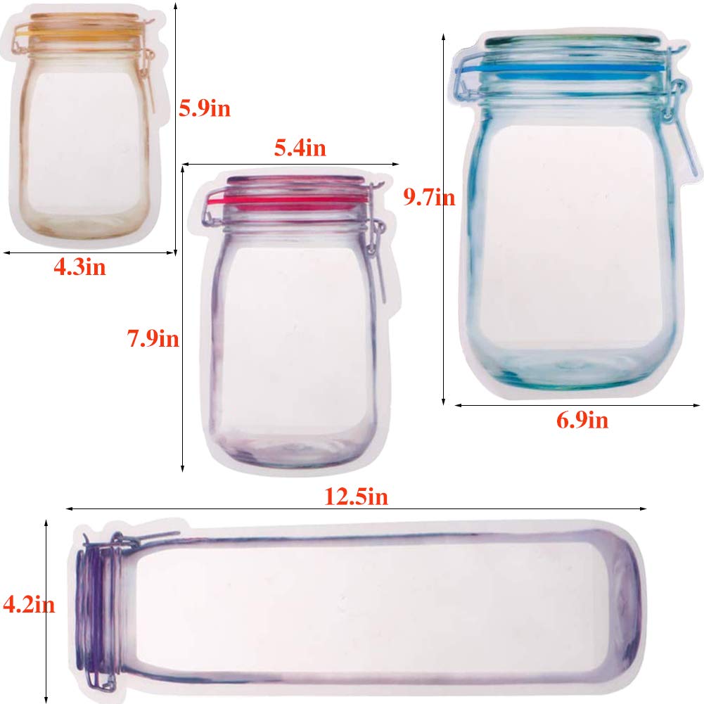 40 Pcs Reusable Mason Jar Ziplock Bags - Airtight Food Storage Bags for Freshness | Leakproof Kitchen Organizer | Perfect for Meal Prep, Camping & Picnic Snacks