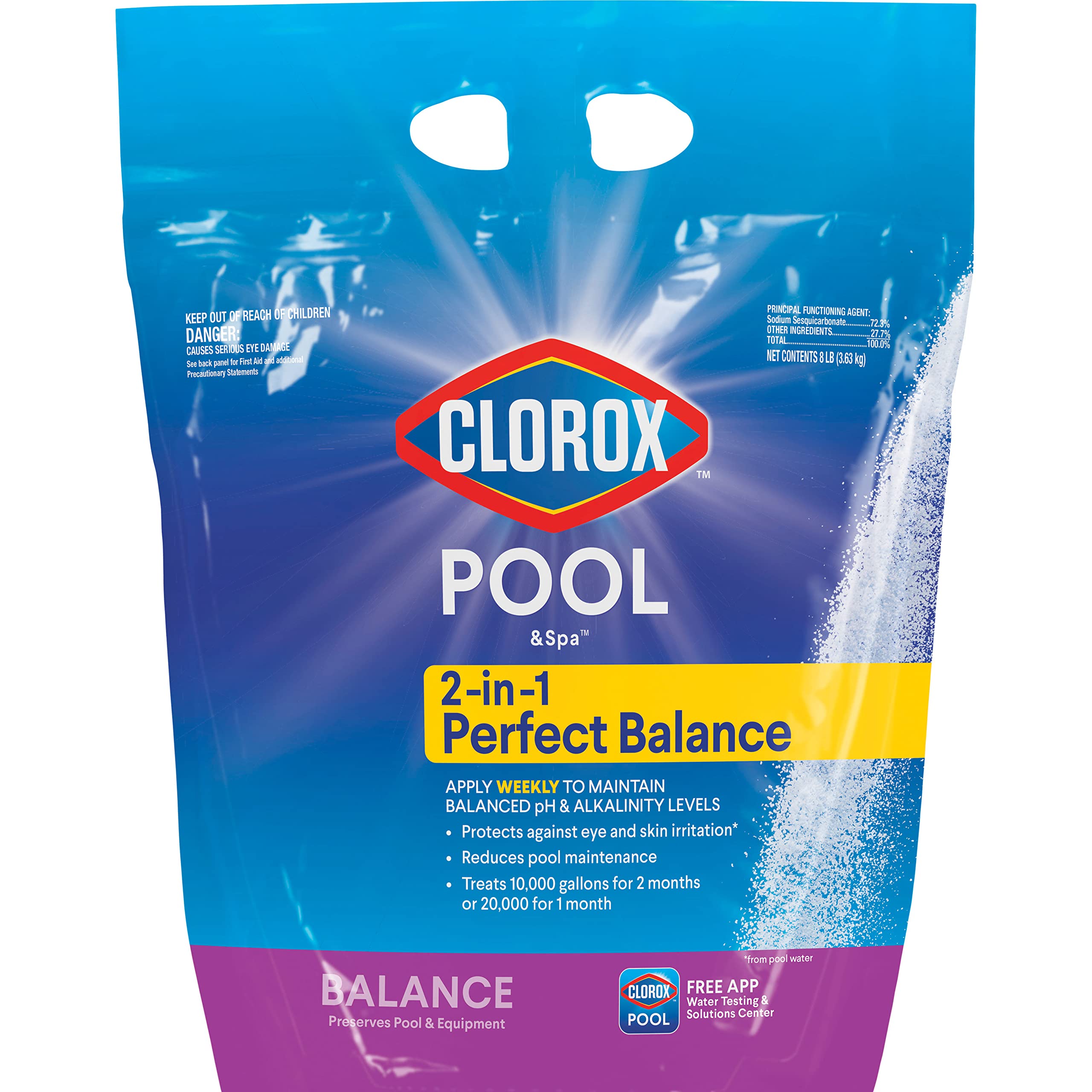 Clorox® Pool&Spa™ 2-in-1 Swimming Pool Water Balancer - Maintains Perfect pH & Alkalinity Levels - 8LB (Pack of 1) - Ideal for Crystal Clear Pool Water & Spa Maintenance