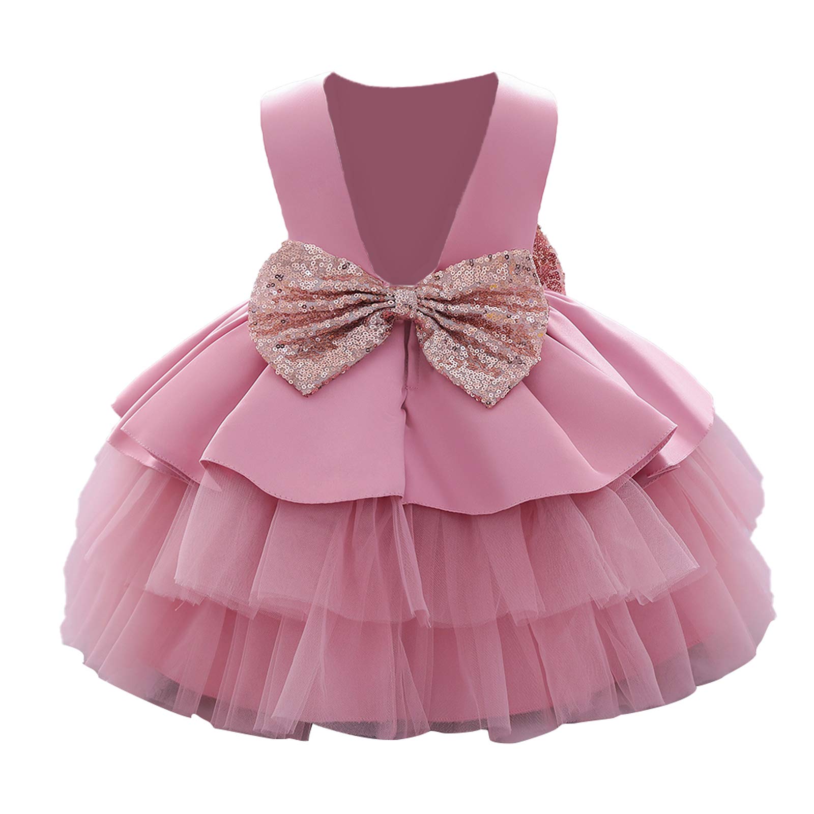 Qunsia Girls Baptism Dress - Open Back A-Line Birthday Party Dress for Toddler Baby Girls | Formal Church Christening, First Communion & Special Occasion Wear