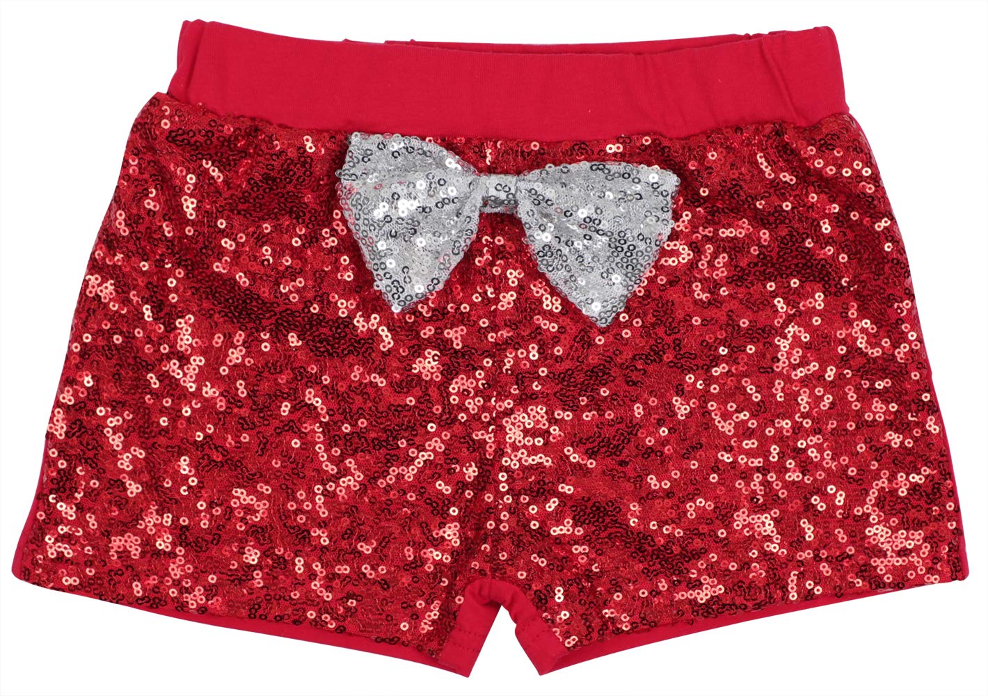 UNIQUEONE 3Pcs Baby Girls American Flag Stars Print Romper Bodysuit with Sequins Shorts & Headbands Set - Patriotic Outfit for 4th of July, Memorial Day & Independence Day Celebrations