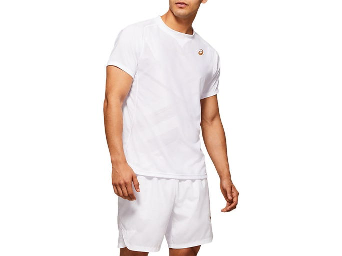 ASICS Club Men's Short Sleeve T-Shirt - Breathable Cotton Crewneck Tee for Gym, Running & Casual Wear - Brilliant White