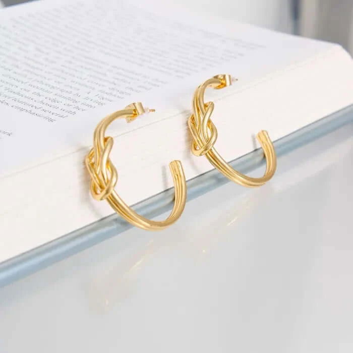 14K Gold Dipped Infinity Knot Hoop Earrings for Women - Elegant M H W ACCESSORIES - Perfect for Weddings, Parties & Everyday Wear