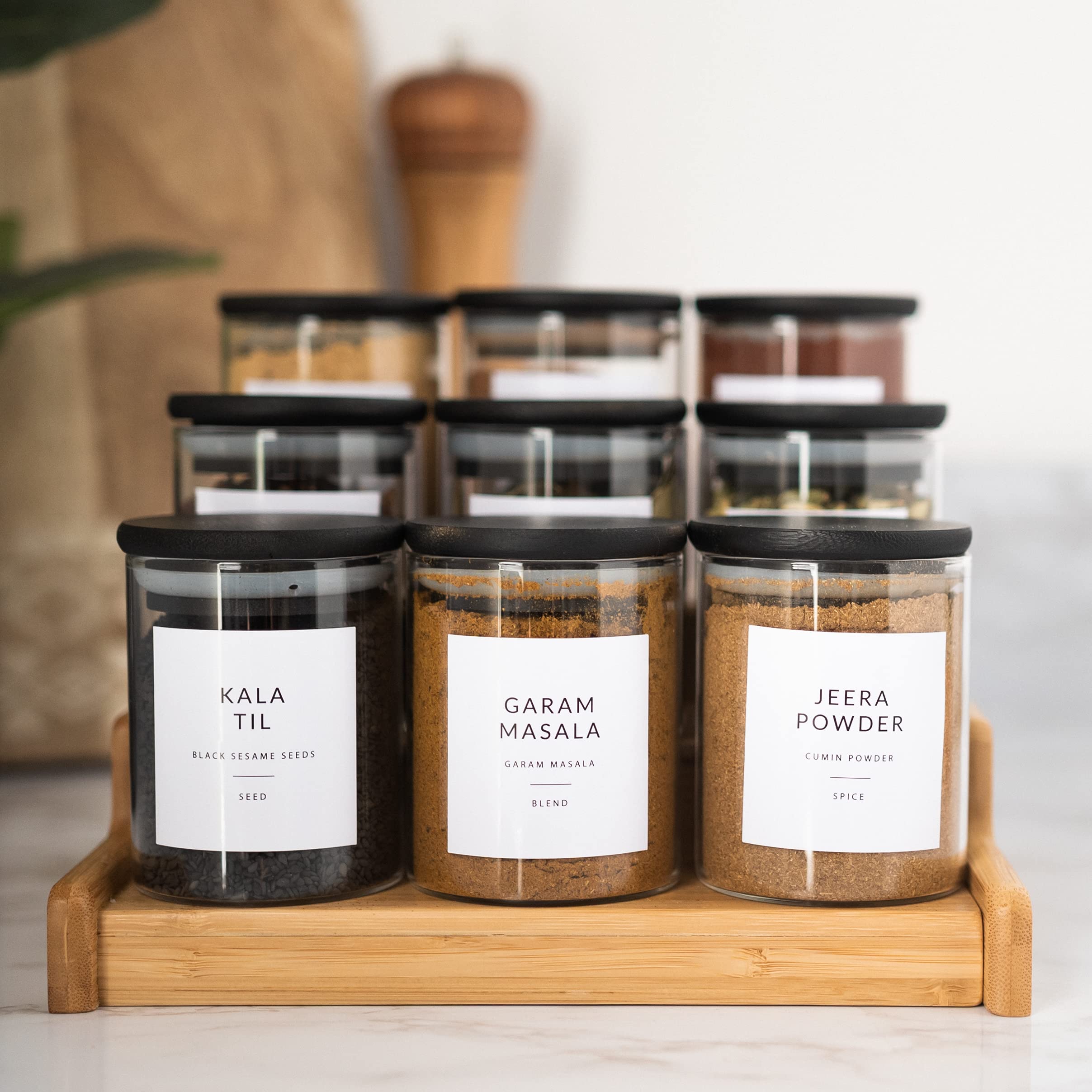 SAVVY & SORTED Waterproof Spice Jar Labels - 44 Premium South Asian Spice Stickers for Organizing Indian Spices in Kitchen Pantry | Perfect for Masala Dabba & Spice Rack Organization