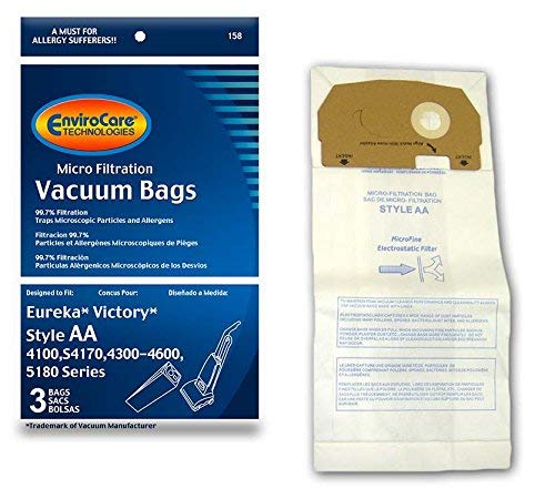 Eureka Victory Style AA 4100 S4170 4300-4600 5180 Series Micro Filtration Vacuum Bags - 75 Bags Pack | Compatible with Eureka Upright Vacuums | HEPA Filter Replacement for Dust Mite & Allergen Removal | Ideal for Home Cleaning & Pet Hair Pickup