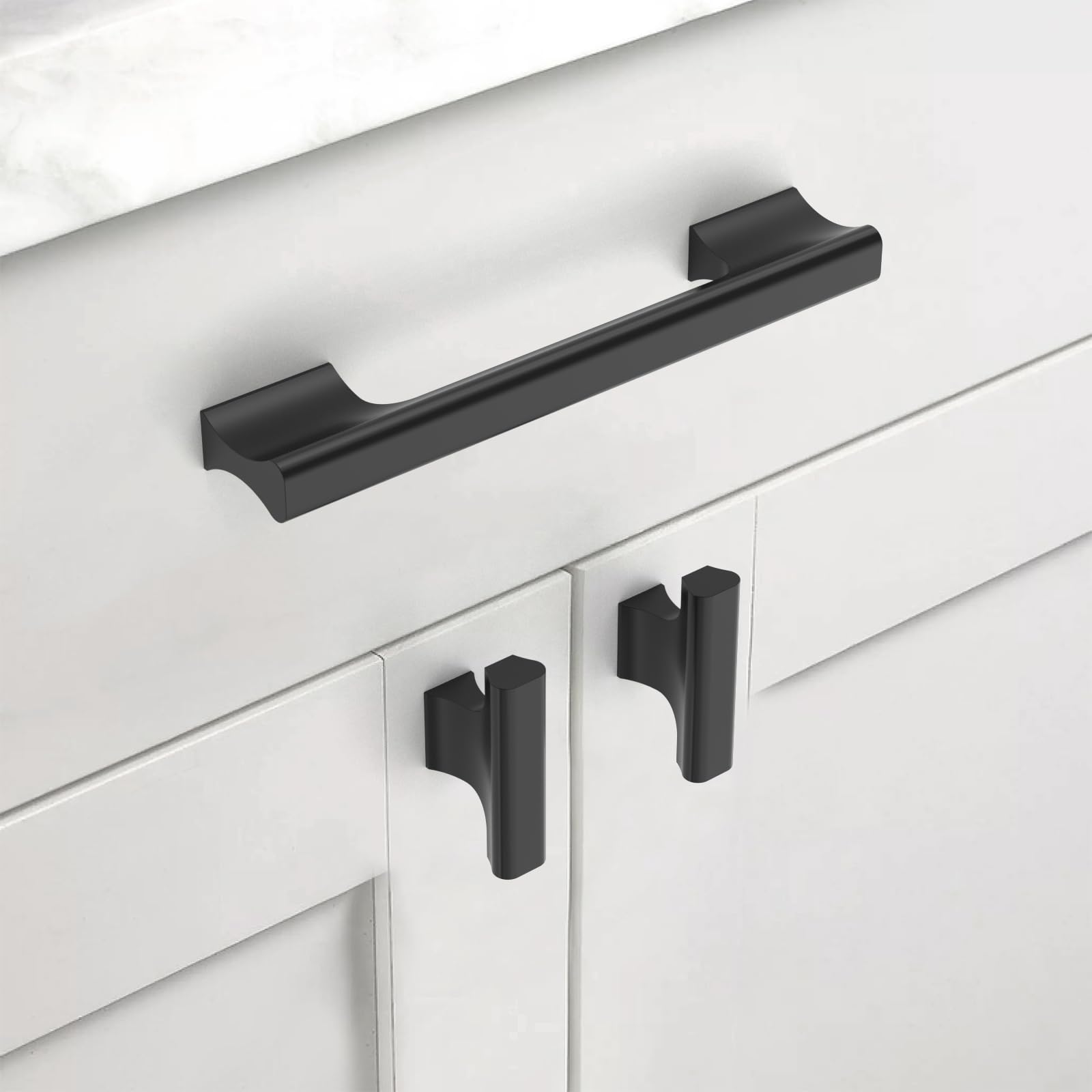 10 Pack Matte Black Kitchen Cabinet Knobs - Single Hole Dresser & Drawer Pull Handles for Wardrobe, Cupboard, and Furniture Upgrade