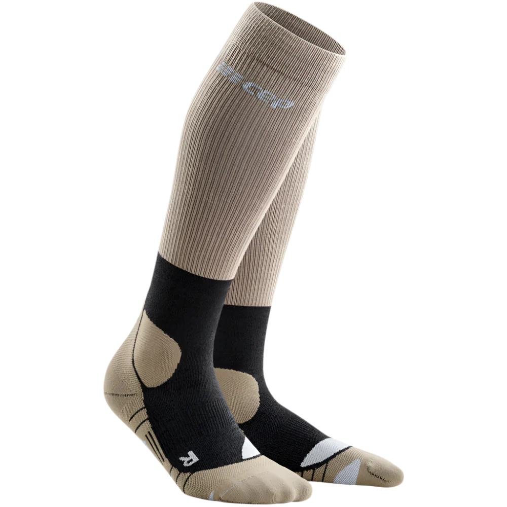 CEP Men's Hiking Merino Wool Socks - Sand/Grey - Moisture Wicking & Temperature Regulating for Outdoor Adventures, Trekking & Cold Weather Activities
