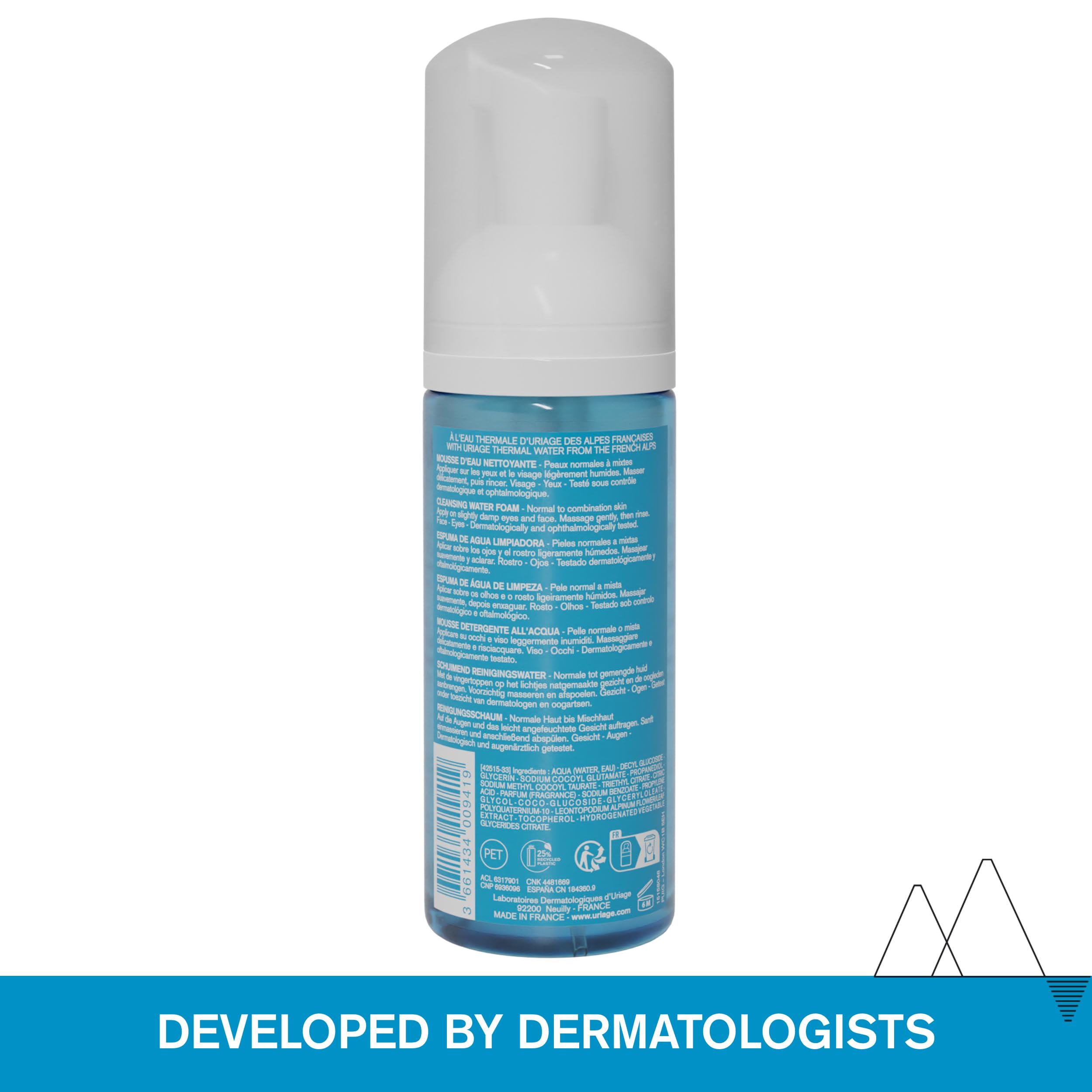 Uriage Ultra-Soft Airy Foam Face Cleanser & Makeup Remover 150ml - Gentle Rinse-Off Cleanser for Sensitive Skin - Floral Fragrance, Soap-Free, Physiological pH - Perfect for Daily Makeup Removal & Skincare Routine
