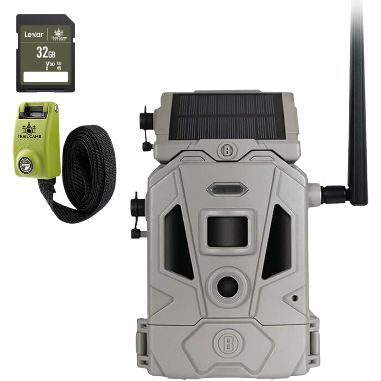 Bushnell CelluCORE 20 Solar Trail Camera - Low Glow Hunting Game Camera with Detachable Solar Panel, Strap & SD Card Bundle - Perfect for Wildlife Monitoring, Hunting, and Outdoor Security Surveillance