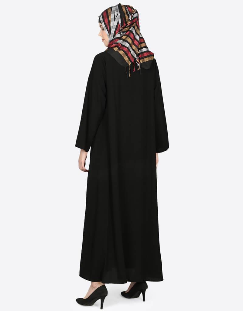Black Arabic Basic Plain Casual Abaya for Women - Modest Islamic Dress for Prayer, Daily Wear & Special Occasions