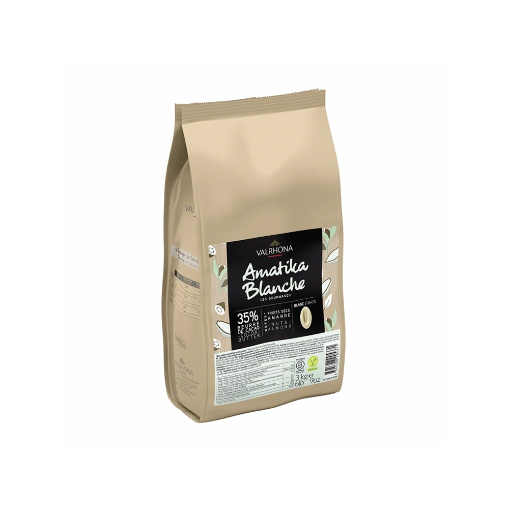 Valrhona Amatika 35% White Chocolate Bulk 3kg (6.6 lbs) - Premium Baking Chocolate for Pastries, Desserts & Professional Chefs