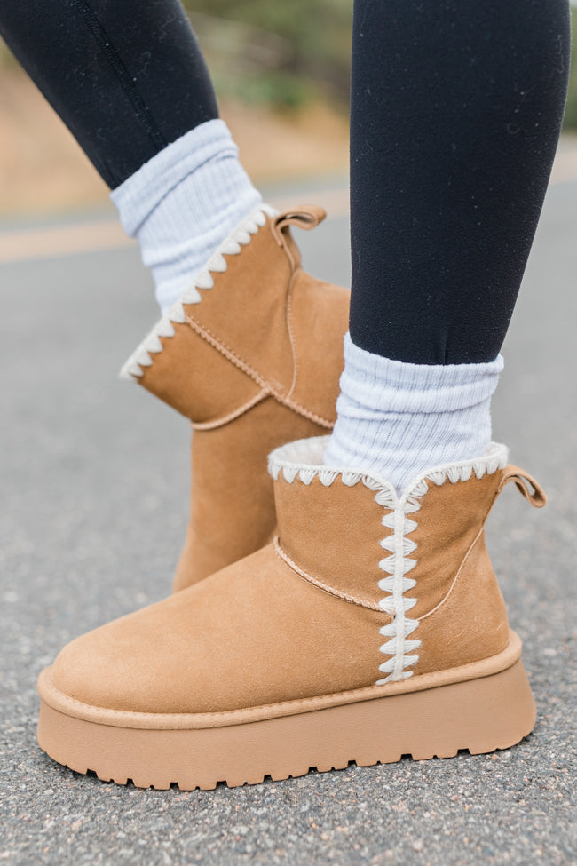 Cassie Chestnut Embroidered Ankle Boots for Women - Waterproof Winter Booties with Non-Slip Sole | Perfect for Casual Outfits, Office Wear & Holiday Parties