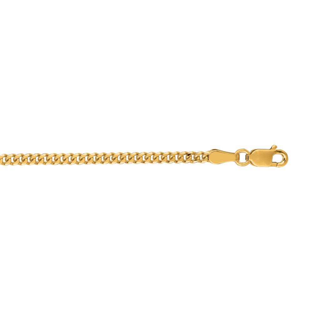 10K Gold 2.1mm Gourmette Chain Necklace for Women - Dainty Italian Link Jewelry for Everyday Wear & Special Occasions