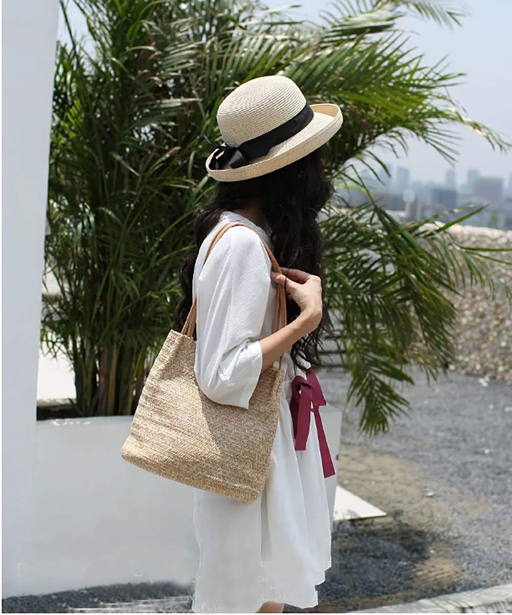 Aphoraeny Straw Beach Bag - Large Woven Tote Handbag for Women, Summer Shoulder Purse with Bucket Design, Perfect for Pool, Vacation, and Outdoor Activities