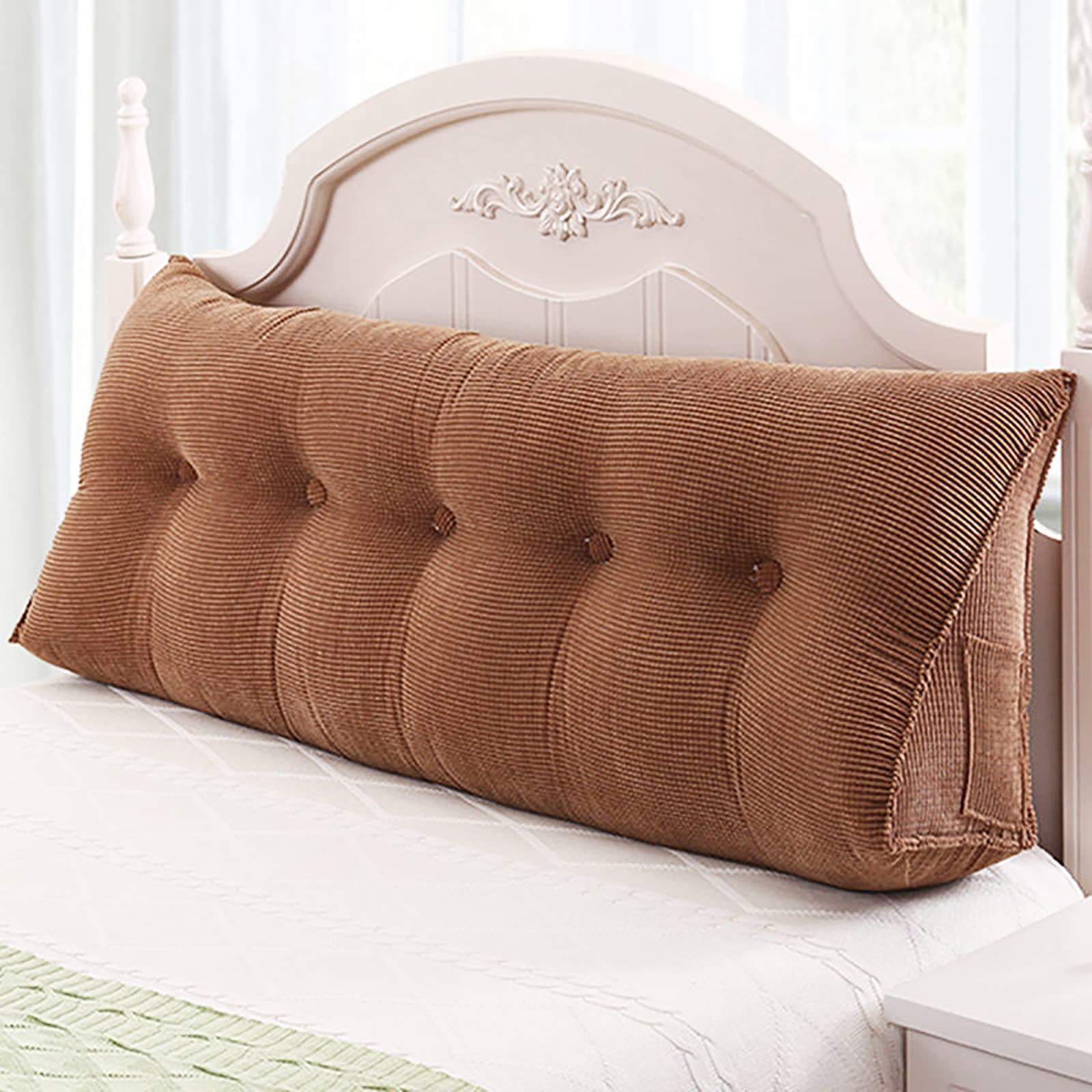 Large Triangular Bed Wedge Pillow for Headboard - Velvet Backrest Support Cushion for Reading, Daybeds & Positioning | Home Decor, Living Room & Bedroom Comfort