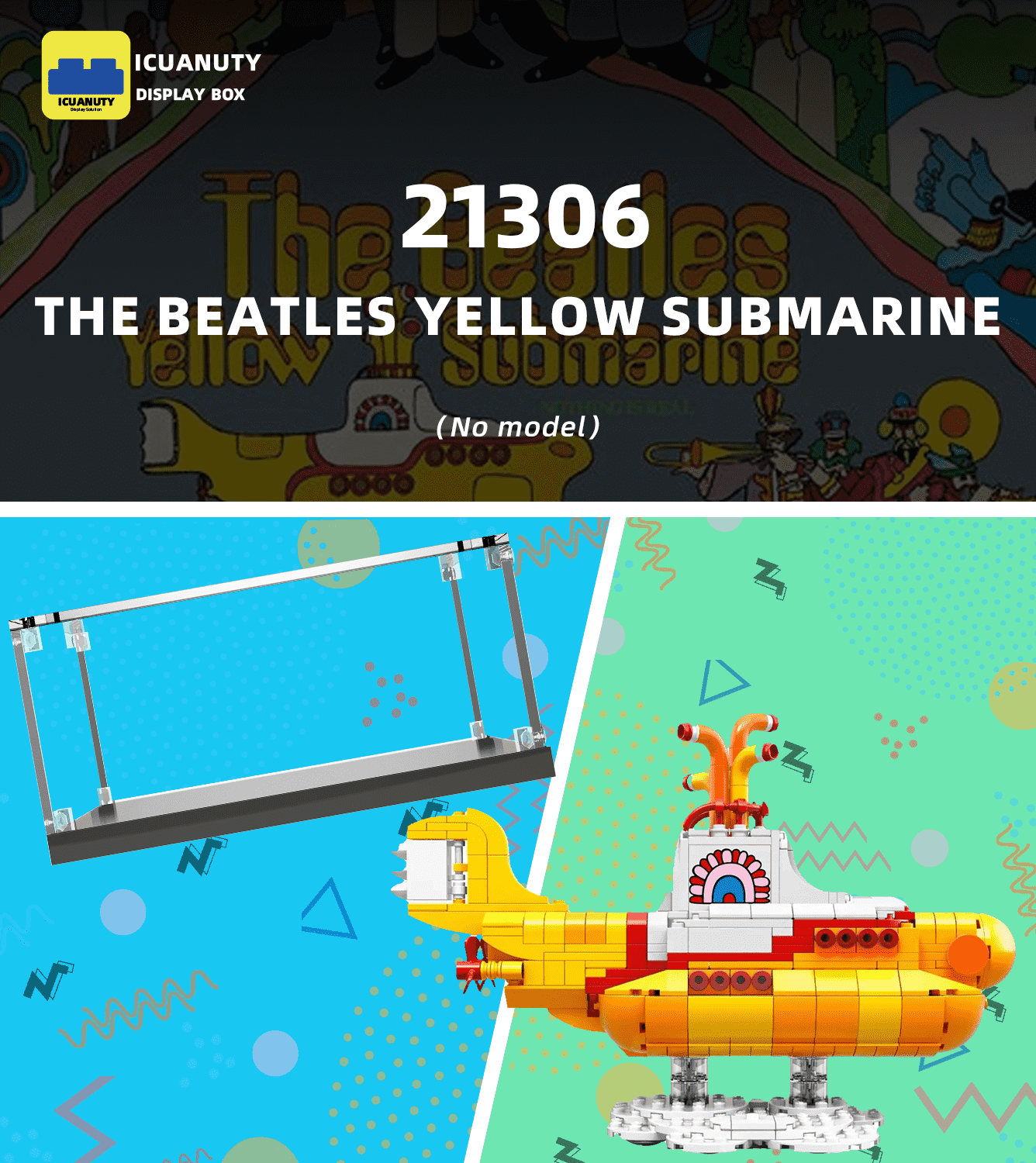 Official LEGO The Beatles Yellow Submarine 21306 Display Case - Premium Acrylic Showcase for Collectible LEGO Sets - Perfect for Home, Office, or Gift Display