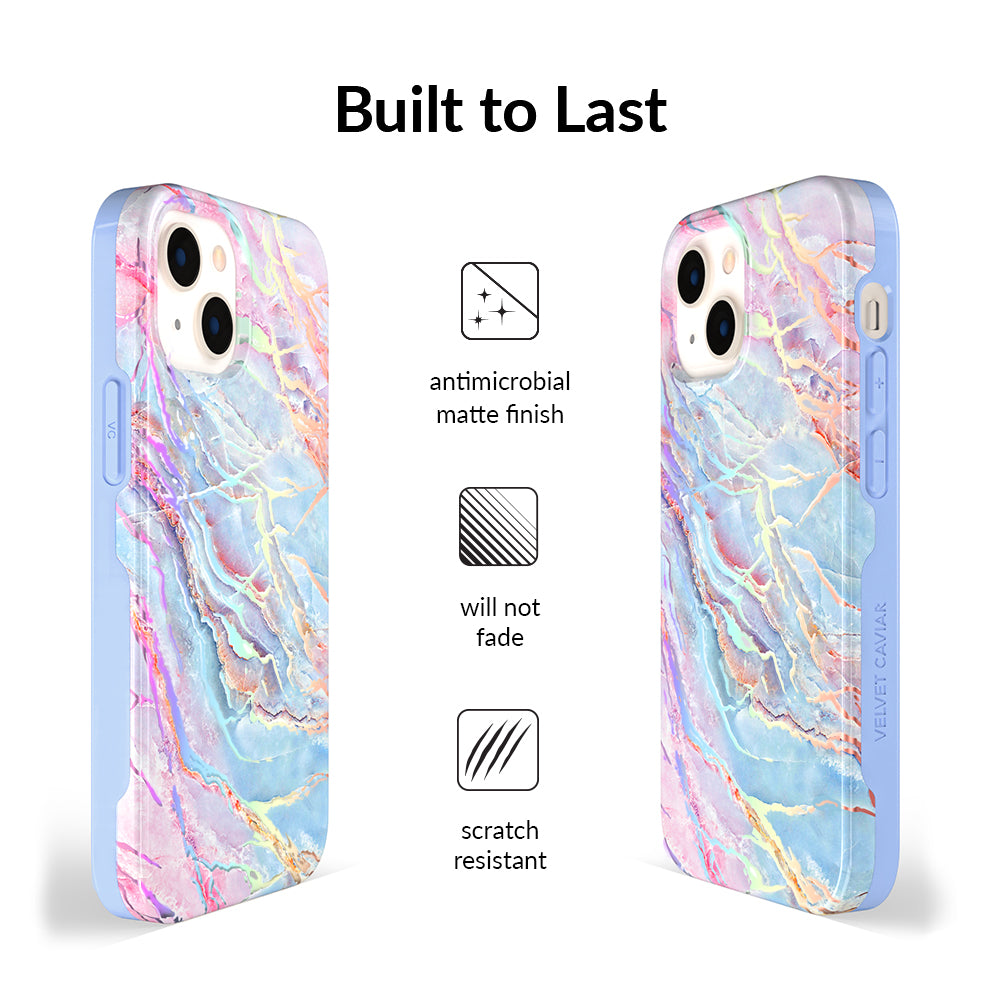 Holo Moonstone Marble iPhone Case - Protective & Stylish Phone Cover for iPhone 13/14/15 Pro Max - Perfect for Everyday Use, Travel & Gift Giving