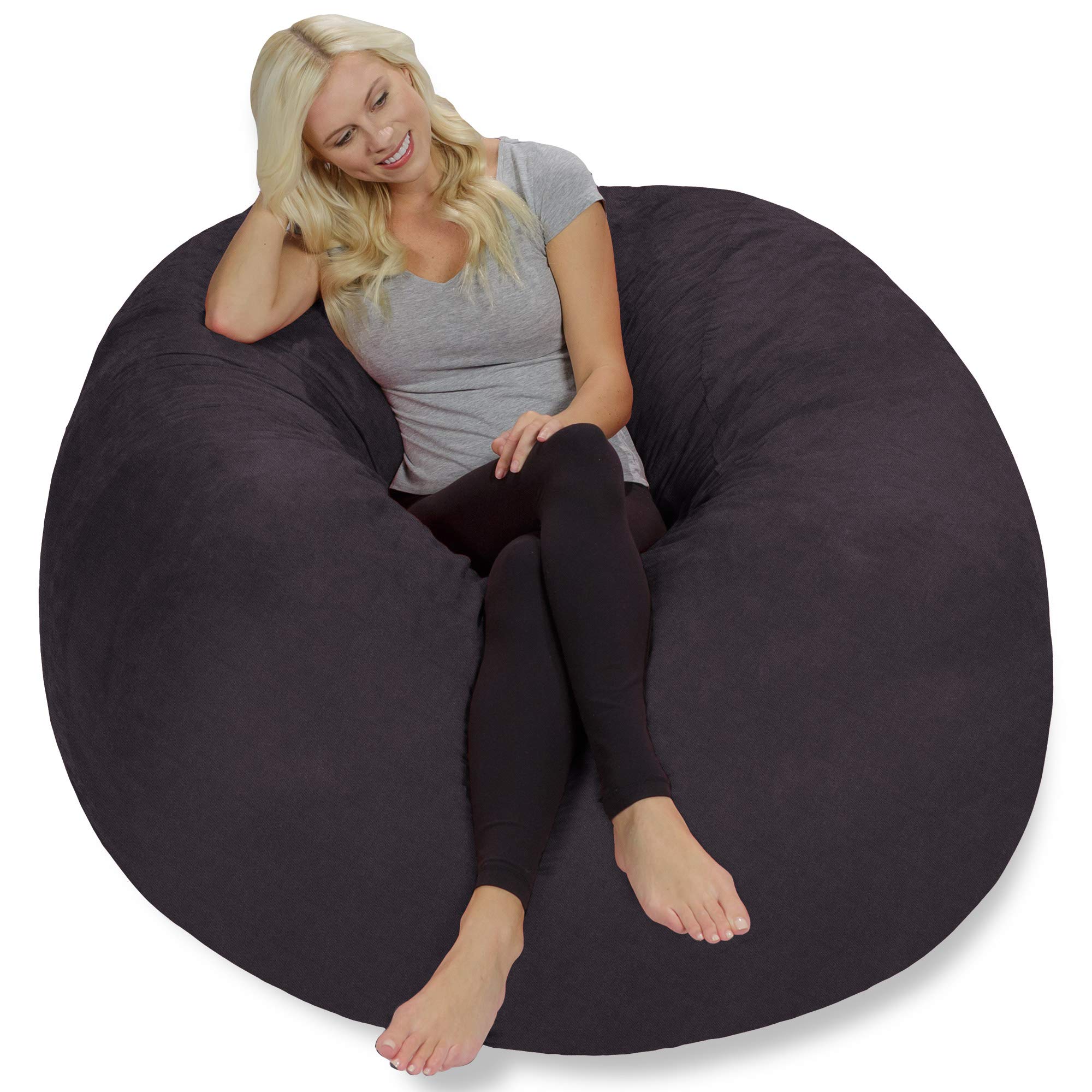 Chill Sack 5ft Giant Memory Foam Bean Bag Chair - Ultra Soft Faux Linen Cover, Black | Large Comfortable Lounger for Living Room, Game Room & Dorm | Perfect for Relaxing, Gaming & Movie Nights