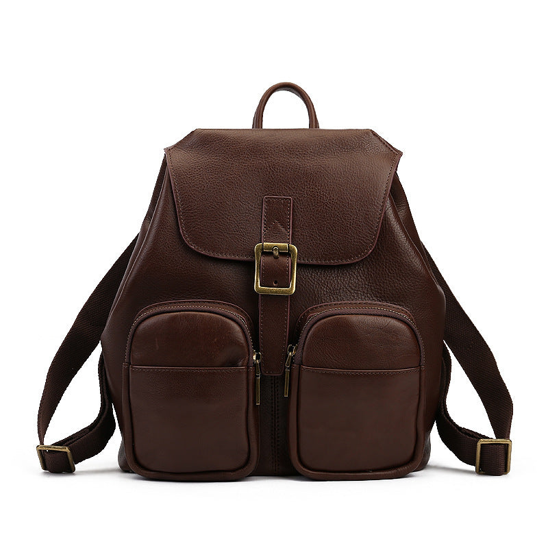 Genuine Leather Large Capacity Women's Backpack - Stylish Durable Travel Laptop Bag for Work, College & Everyday Use