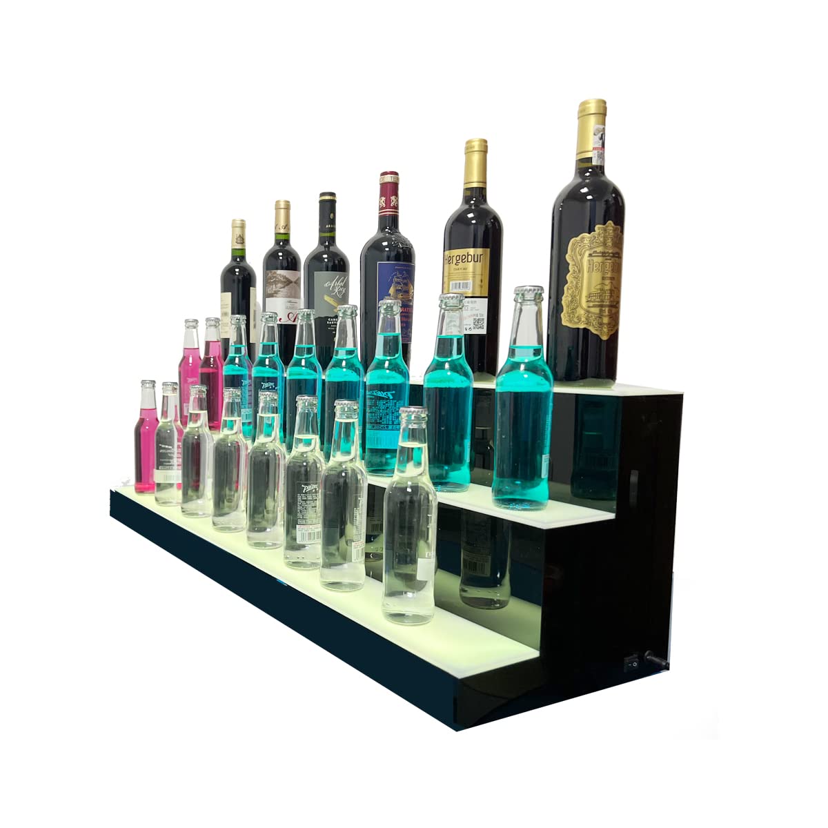 39 Inch 3-Tier LED Lighted Liquor Bottle Display Shelf - Remote Control Color Changing Bar Shelving for Home & Commercial Use | Perfect for Bars, Restaurants, and Home Entertainment Spaces