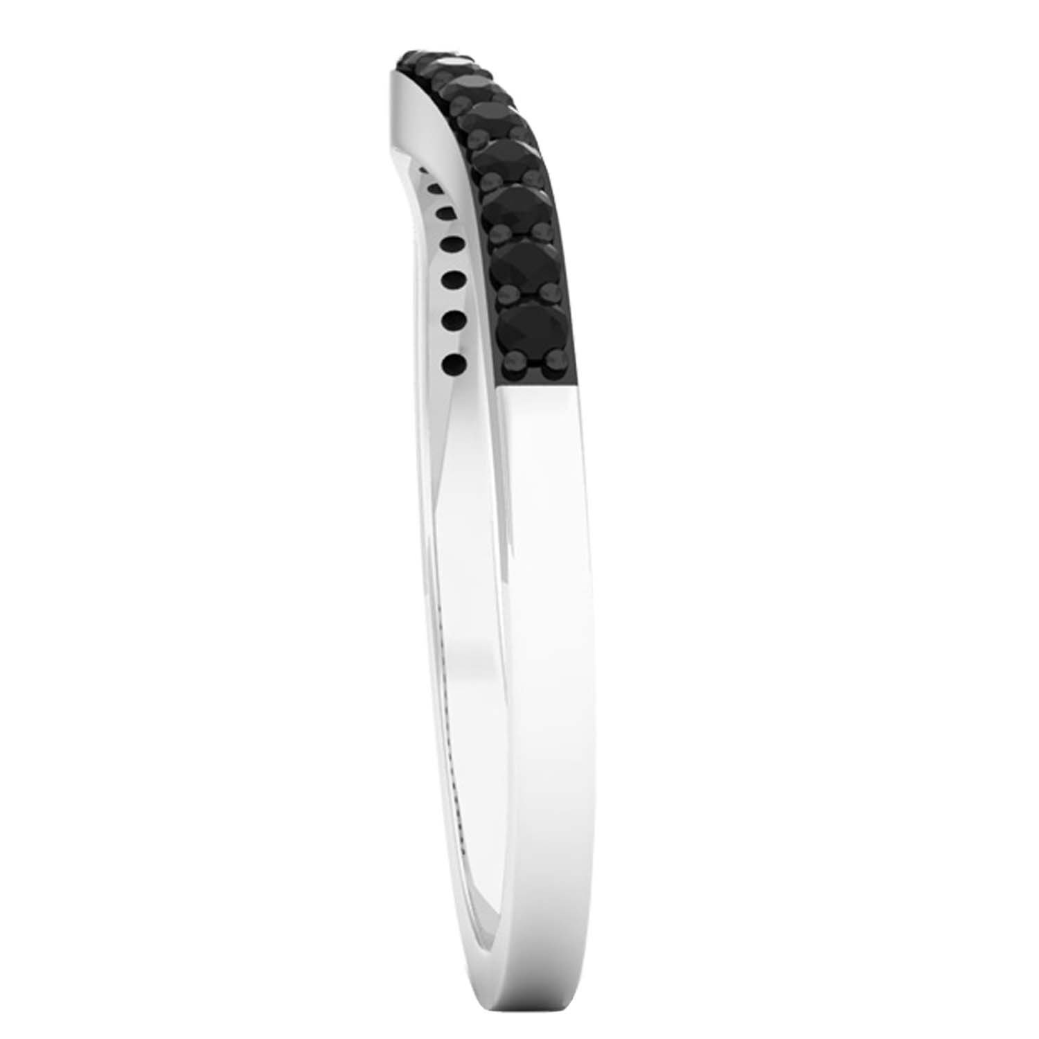Dazzlingrock Collection 0.25 Carat (ctw) 14K White Gold Round Black Diamond Wedding Band Ring - Size 5.5 UK - Anniversary, Engagement & Bridal Jewelry Gift for Women - Perfect for Special Occasions & Everyday Elegance