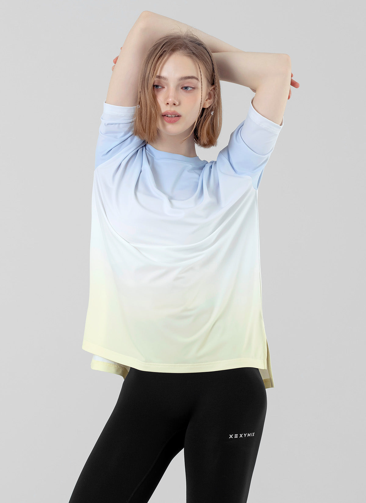 Stylish Ice Feather Gradation Oversized Short Sleeve T-Shirt for Women | Trendy Loose Fit Casual Top | Perfect for Summer Outings, Beach Vacations & Streetwear Fashion