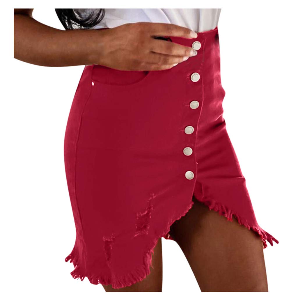 Split Women's Denim Skirt - Fashion Button Front Design for Summer | Casual Outfit, Beach Wear & Street Style