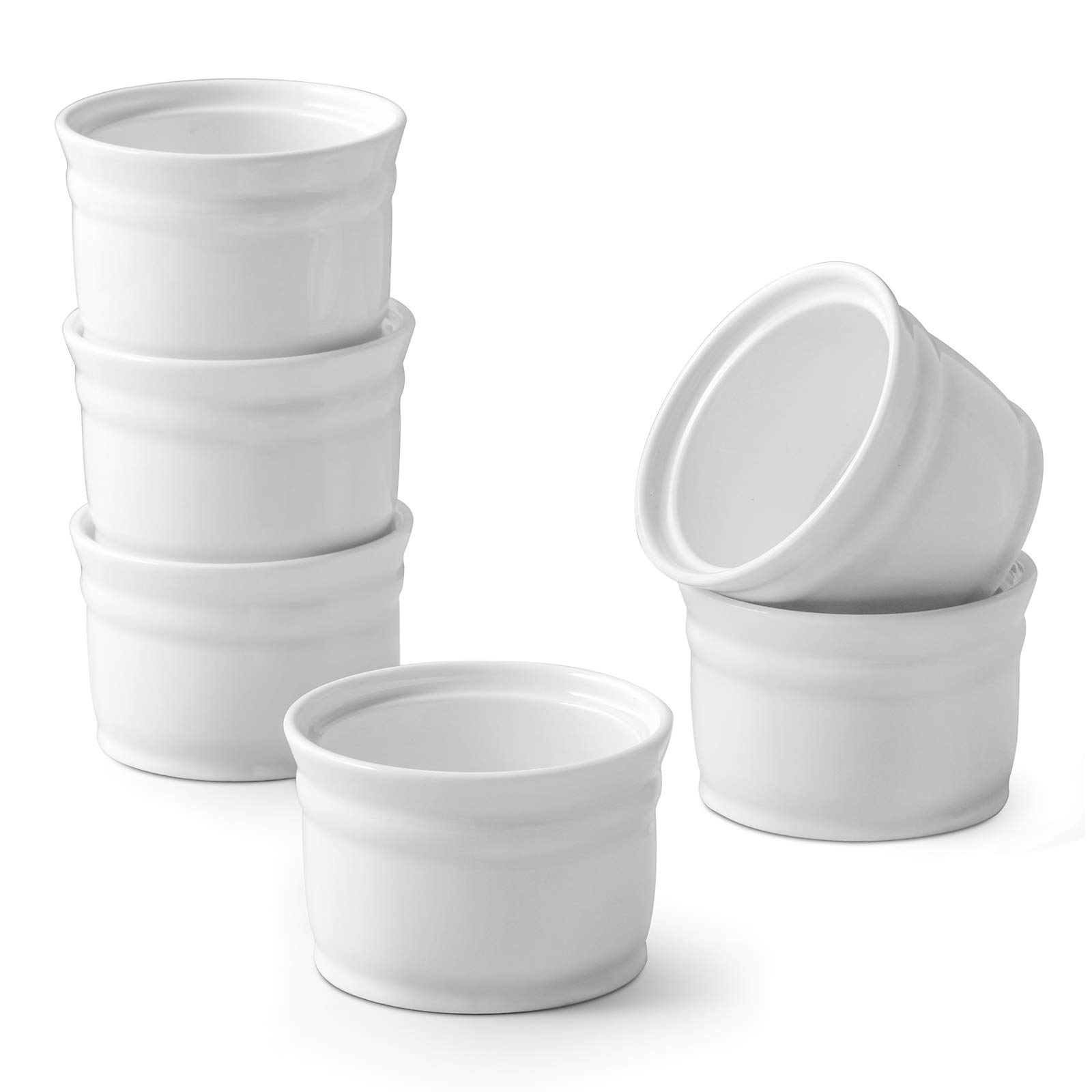 DOWAN 8 oz Porcelain Ramekins Set of 6 - Oven Safe Souffle Dishes, Custard Cups & Dessert Bowls for Baking Creme Brulee, Pudding, Flan | Perfect for Home Kitchens, Restaurants & Gift Giving