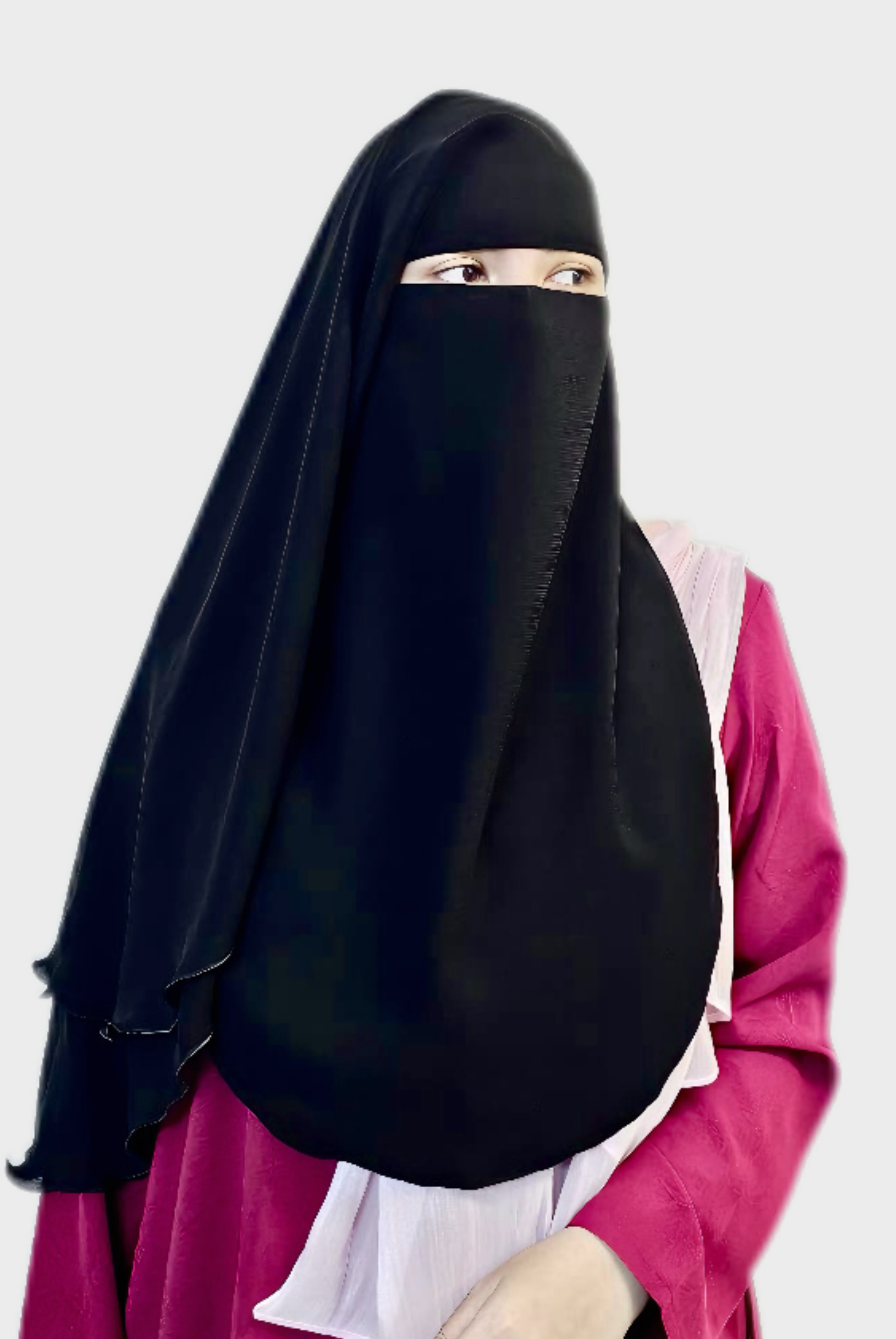 3 Layer Black Niqab for Women - Breathable & Comfortable Islamic Face Veil - Perfect for Prayer, Daily Wear, and Modest Fashion