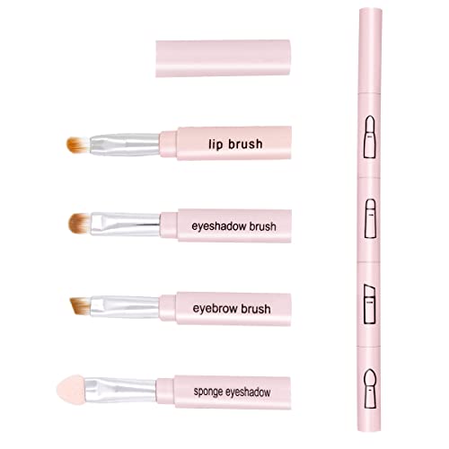 Portable 4-in-1 Eye Makeup Brush Set - Eyeshadow, Eyebrow & Lip Brushes for Travel