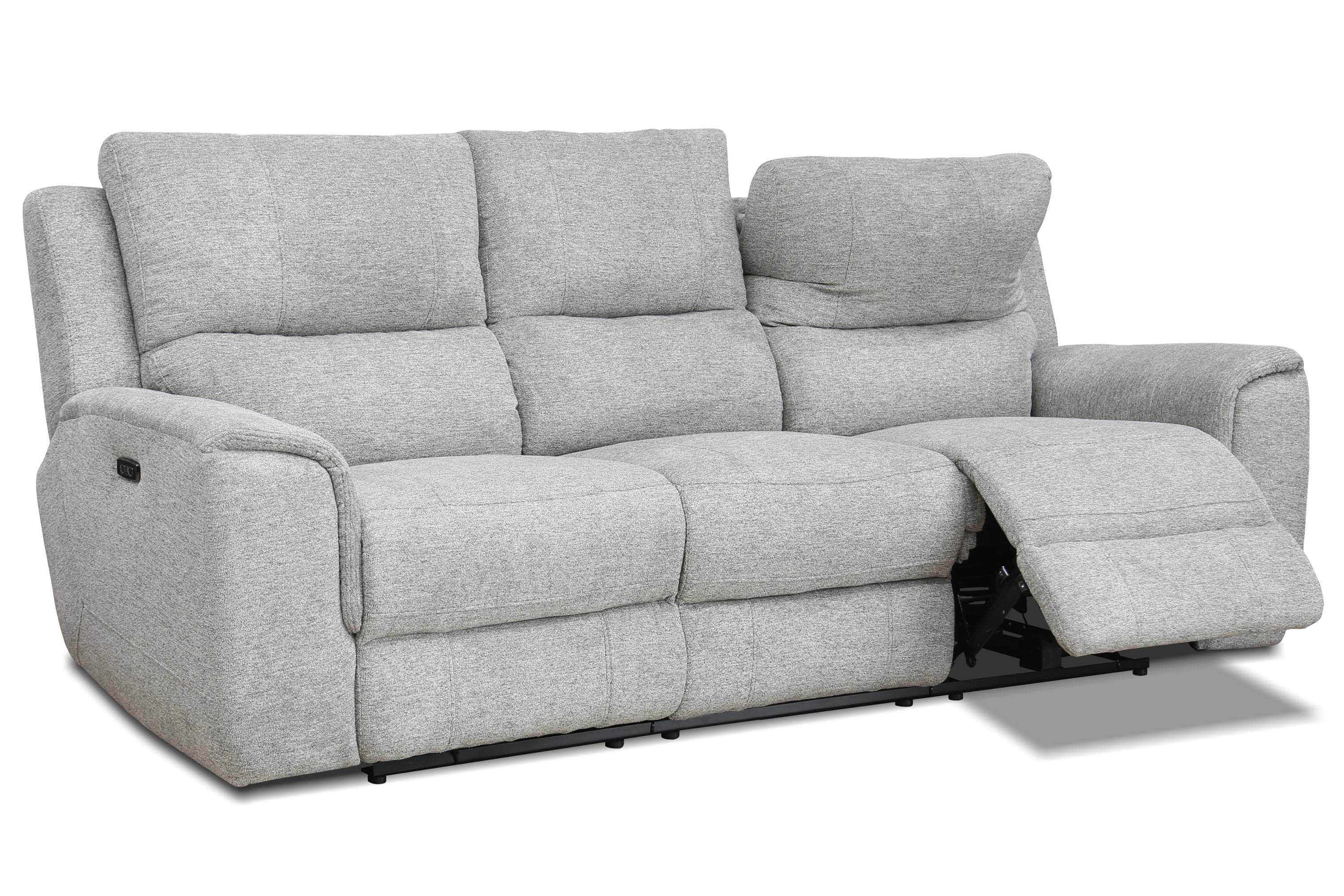 Sentinel 87.8 Power Reclining Sofa with Adjustable Headrest in Tweed Ash Fabric - Modern Comfort for Living Room, Home Theater & Relaxation