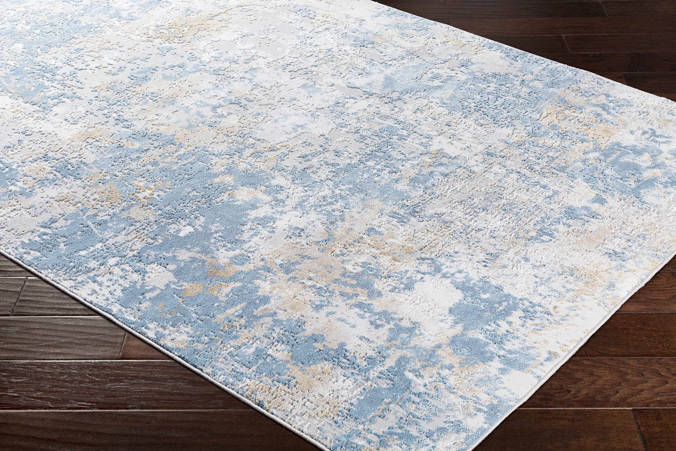 Hauteloom Hawes Modern Area Rug 12' x 15' - Soft Gray, Brown, Blue - Perfect for Living Room, Bedroom, Office - Washable & Durable Home Decor