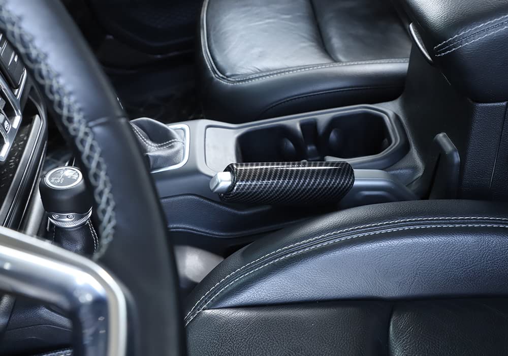 Jeep Wrangler JL & JT Gladiator 2018+ ABS Handbrake Cover - Carbon Fiber Grain Interior Trim Accessory for Enhanced Style & Protection | Perfect for Off-Roading & Custom Car Decor