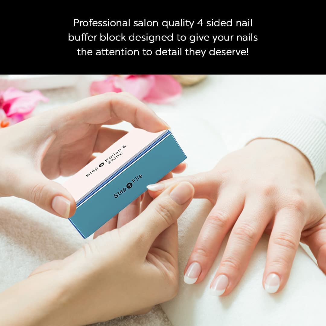 KIRA Complete Nail Kit - Double Sided File, Buffing Block & Cuticle Tools for Salon & Home Manicure