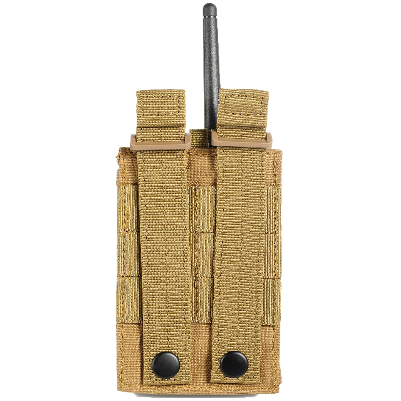 Tactical Radio Holder Molle Pouch - Heavy Duty Military Radio Holster for Walkie Talkies, Universal Police Firefighter Vest Accessory (Tan) - Ideal for Outdoor Adventures, Emergency Response & Tactical Missions