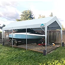 ADVANCE OUTDOOR 10x20 ft Heavy Duty Adjustable Height Carport Canopy - Weatherproof Garage Shelter for Cars, Boats & Outdoor Events with Removable PVC Windows & Sidewalls - Perfect for Weddings, Parties & Vehicle Protection (White)