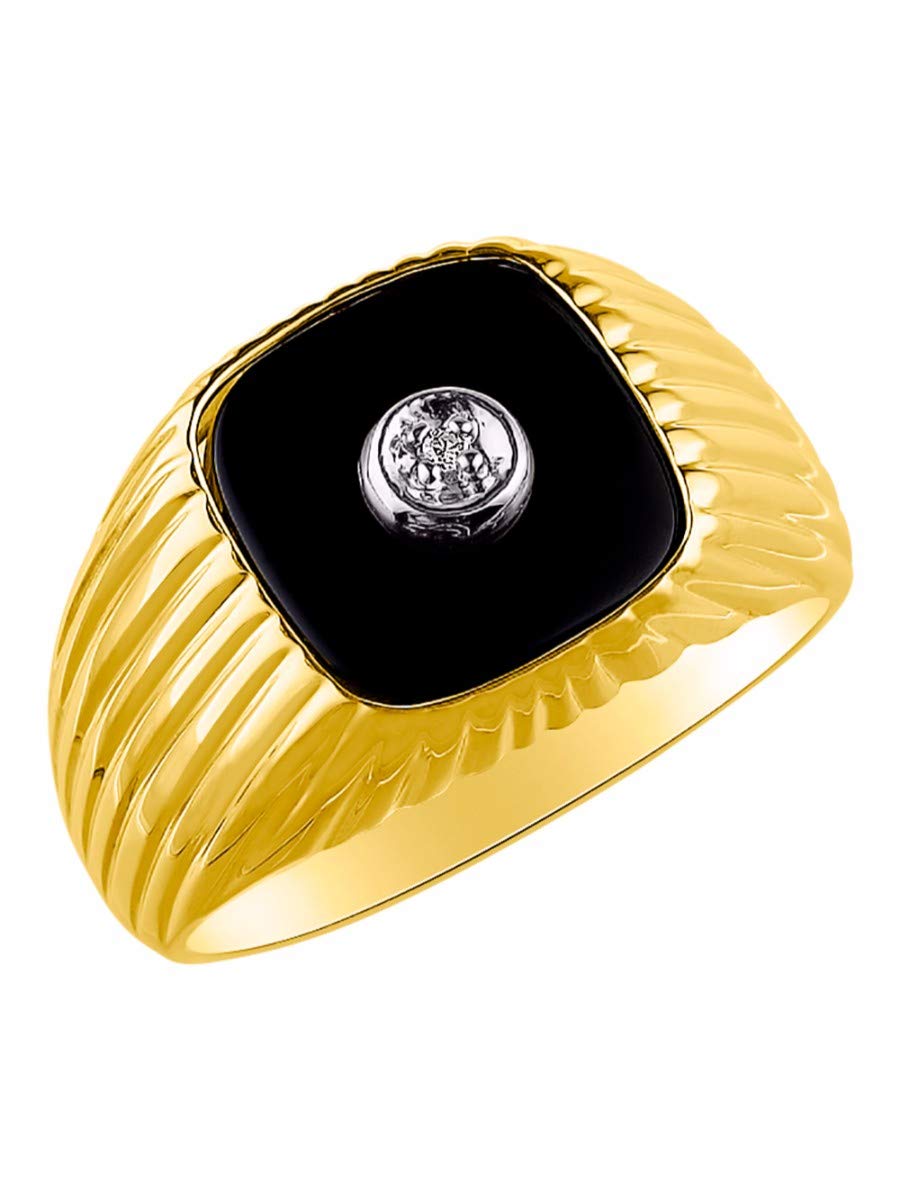 Stylish Rylos Men's Onyx Ring - Sterling Silver or Gold Plated with Diamonds | Size 8-13 | Perfect for Weddings, Parties & Formal Events