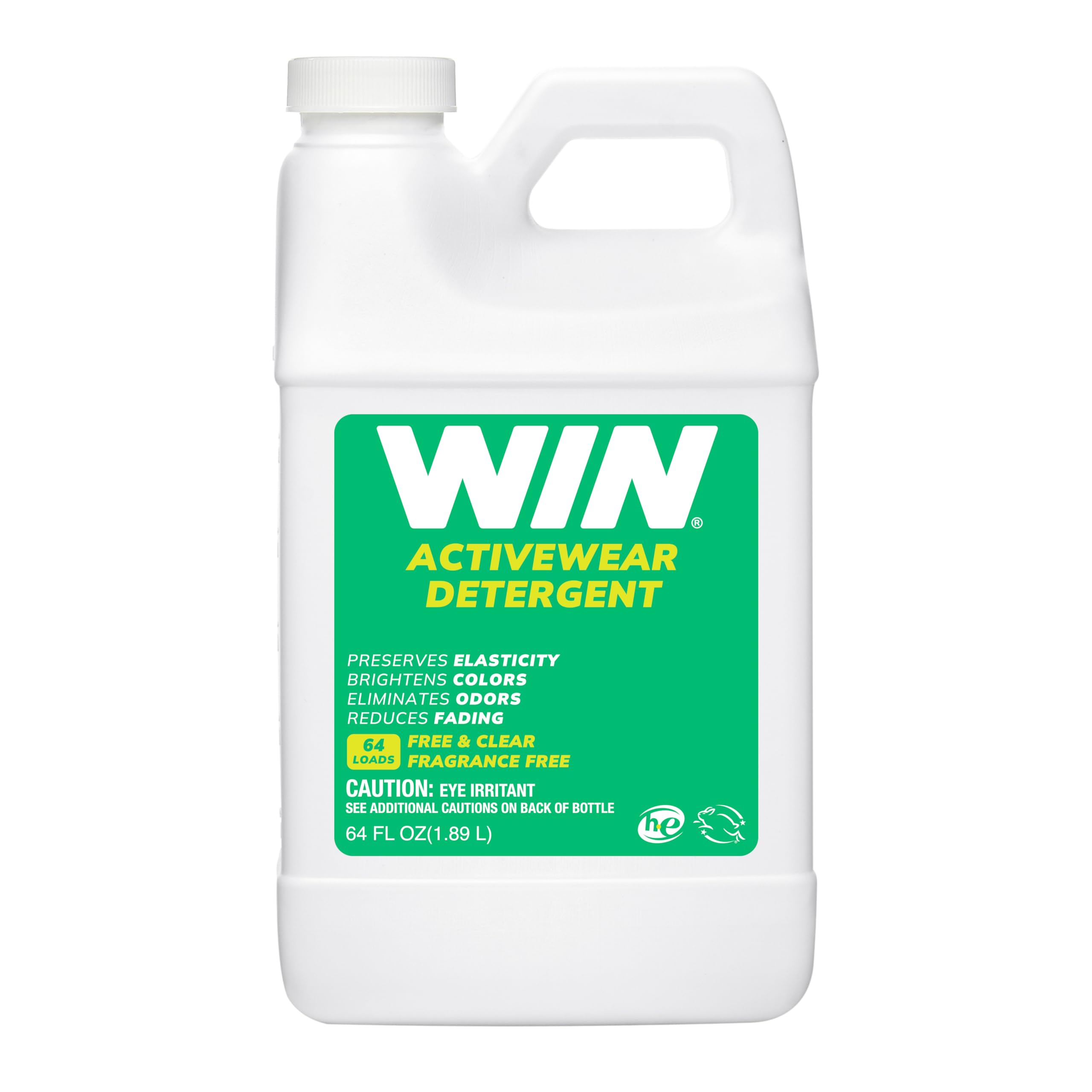 WIN Activewear Detergent - Free & Clear Fragrance-Free 64oz Bottle - Sports Laundry Detergent for Sweaty Workout Clothes, Gym Wear & Team Uniforms - Perfect for Athletes, Yoga & Fitness Enthusiasts