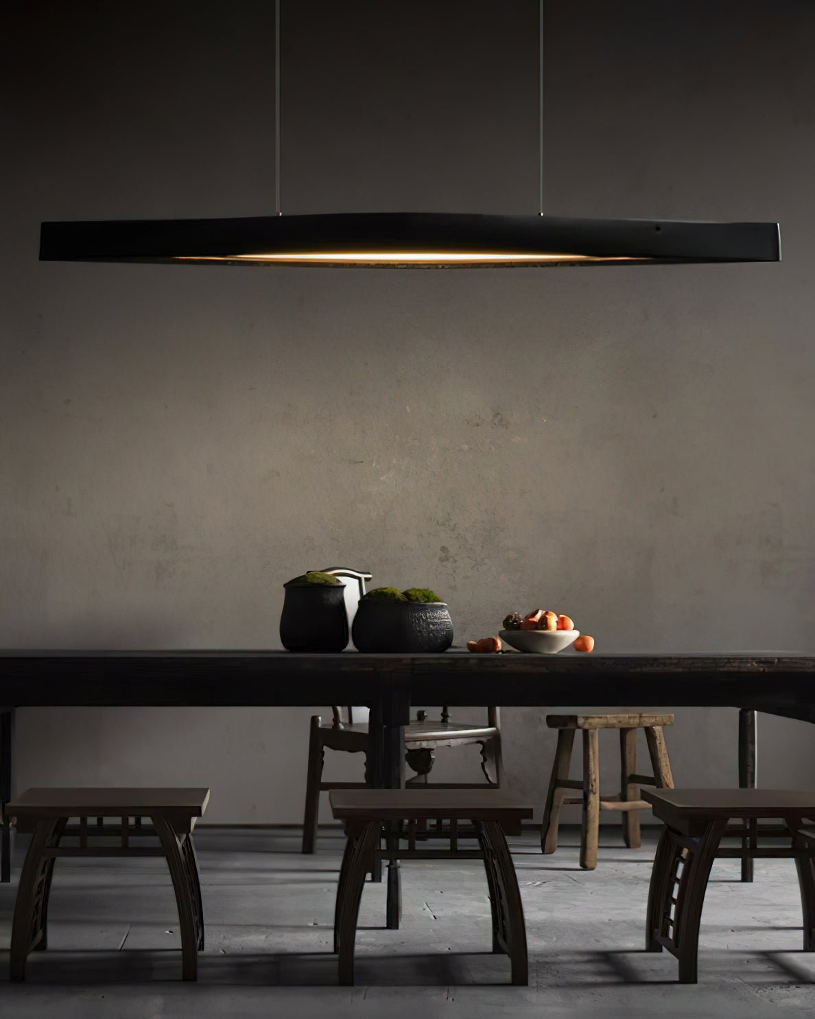 Horizon Modern Linear Wood Pendant Light - Scandinavian Style Hanging Lamp for Dining Room, Kitchen Island & Living Room Lighting