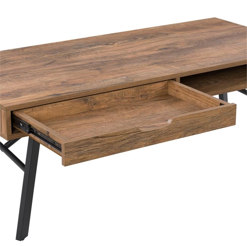 CorLiving Auston Rustic Brown Engineered Wood Coffee Table with Wood Grain Finish - Perfect for Living Room, Home Decor & Farmhouse Style Furniture