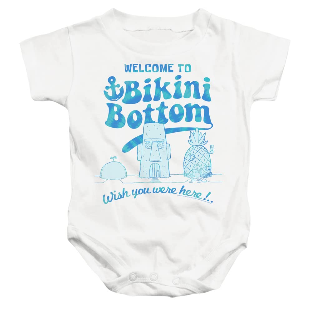 Popfunk Spongebob Bikini Bottom Welcome Onesie - Cute Baby Bodysuit for Boys & Girls - Soft Cotton Infant Romper for Playtime & Photo Shoots