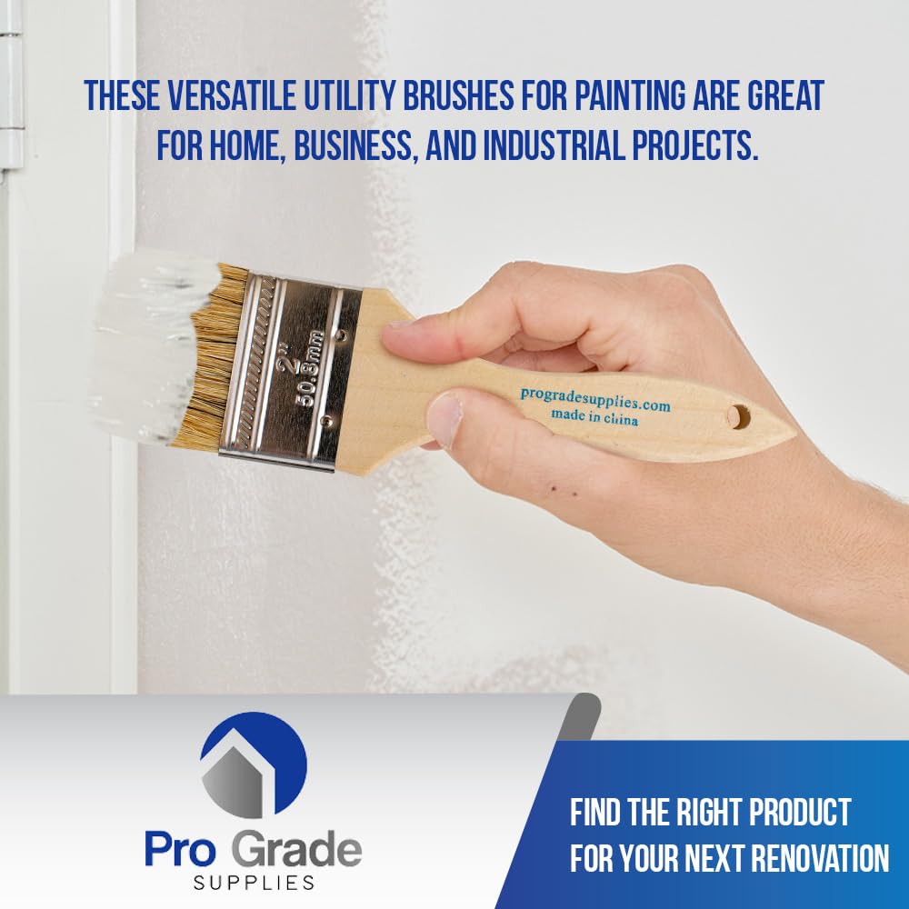 Premium 2 Inch Chip Paint Brushes - Professional Grade Set of 24 - Light Brown Natural Bristles - Perfect for DIY Projects, Furniture Painting & Home Renovation