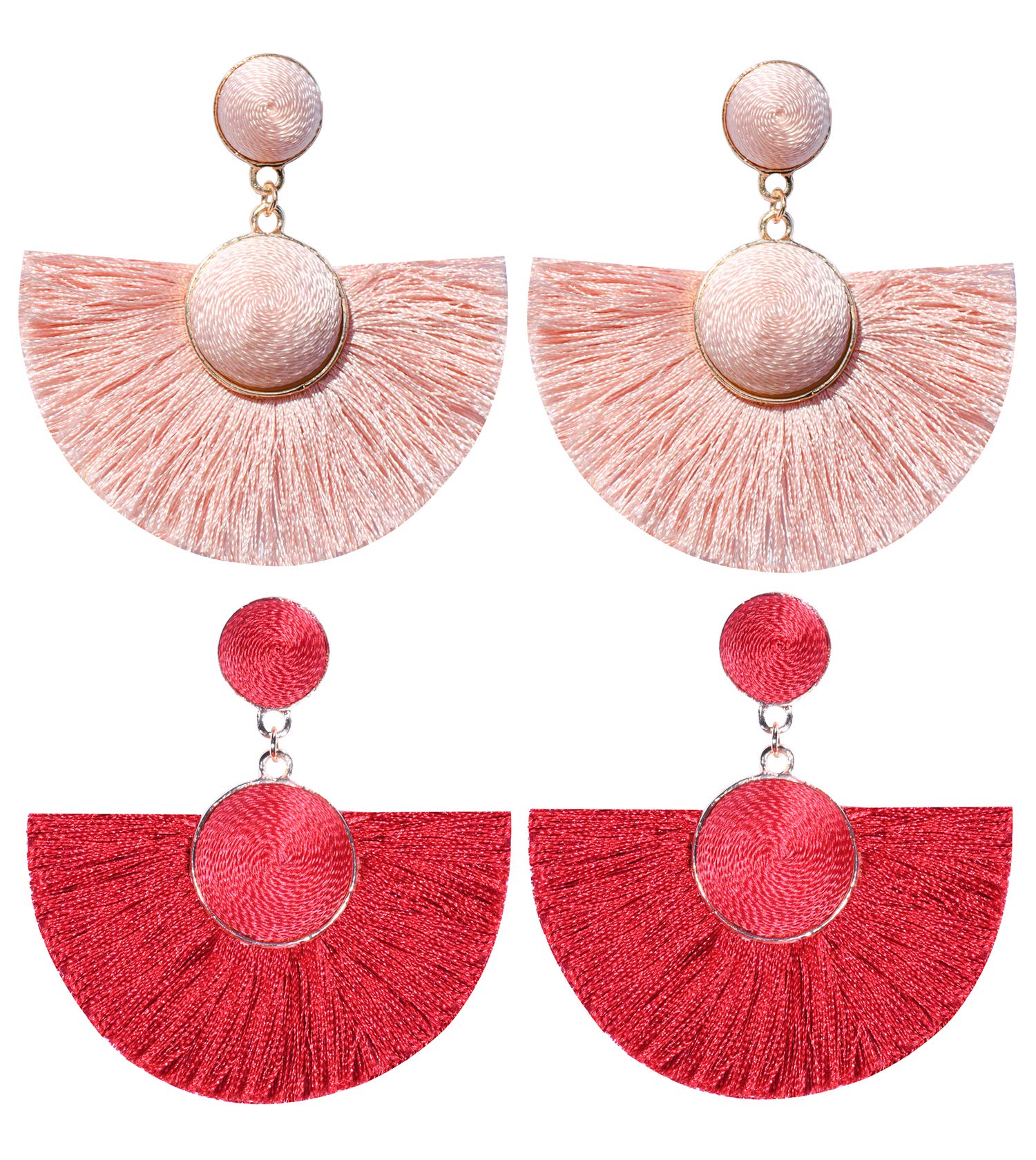 2 Pairs Bohemian Beaded Drop Earrings for Women - Long Chandelier Dangle Statement Earrings, Gift Idea for Party, Wedding & Casual Wear