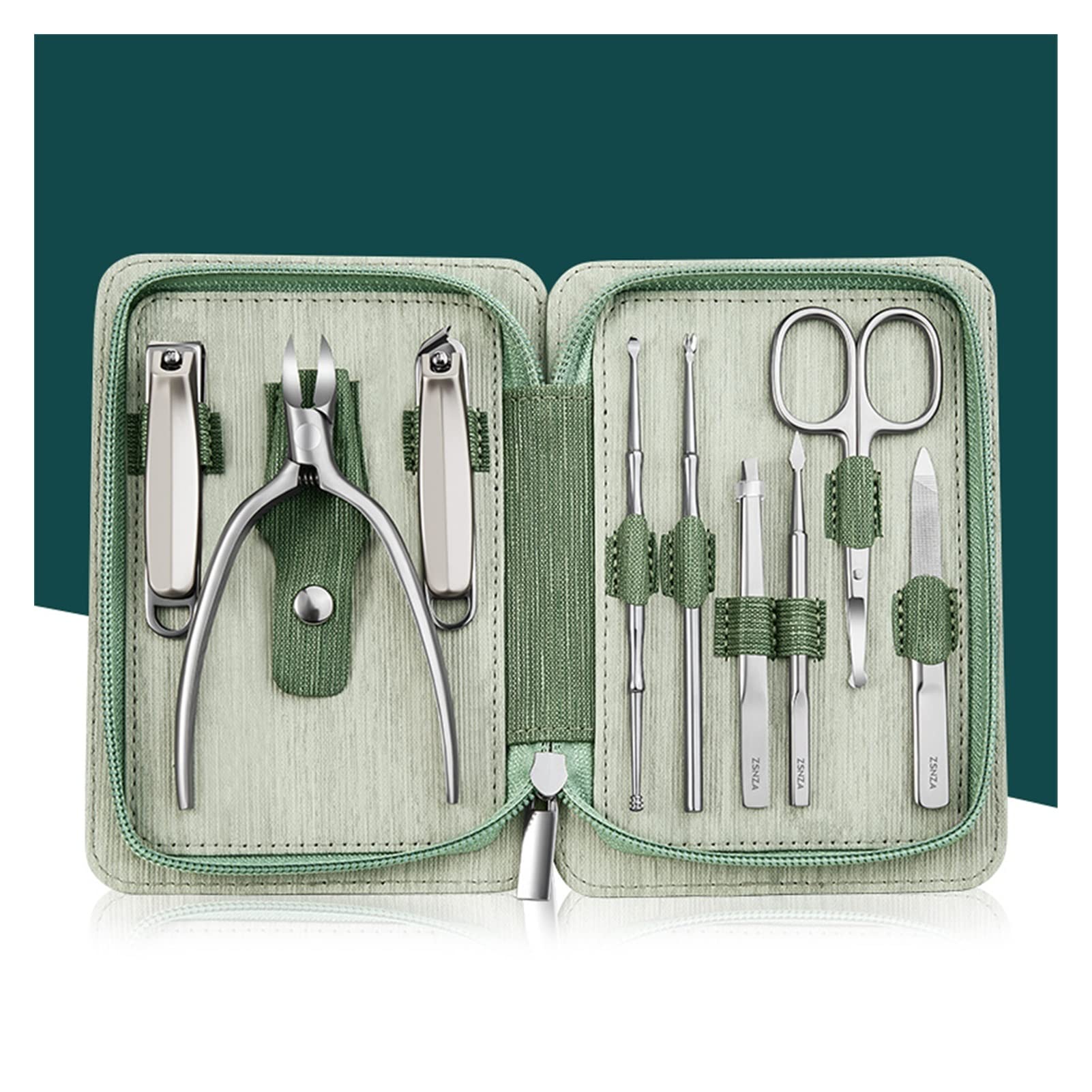 9-in-1 Professional Manicure & Pedicure Set - Nail Clippers, Cuticle Scissors, Nail File, Pedicure Pliers & Ingrown Nail Corrector - Pink Personal Care Kit for Home, Salon & Travel Use