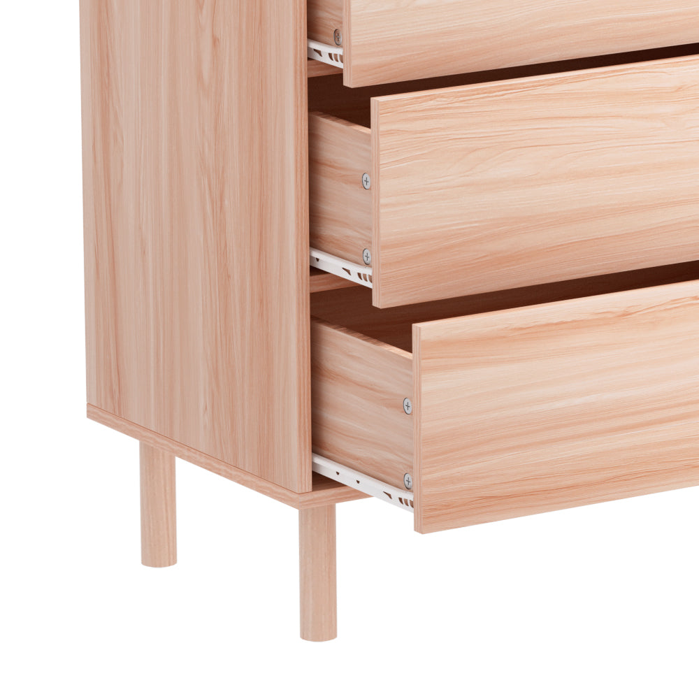 6-Drawer Lowboy Dresser - Solid Pine Wood Storage Cabinet for Bedroom, Living Room, or Office Organization
