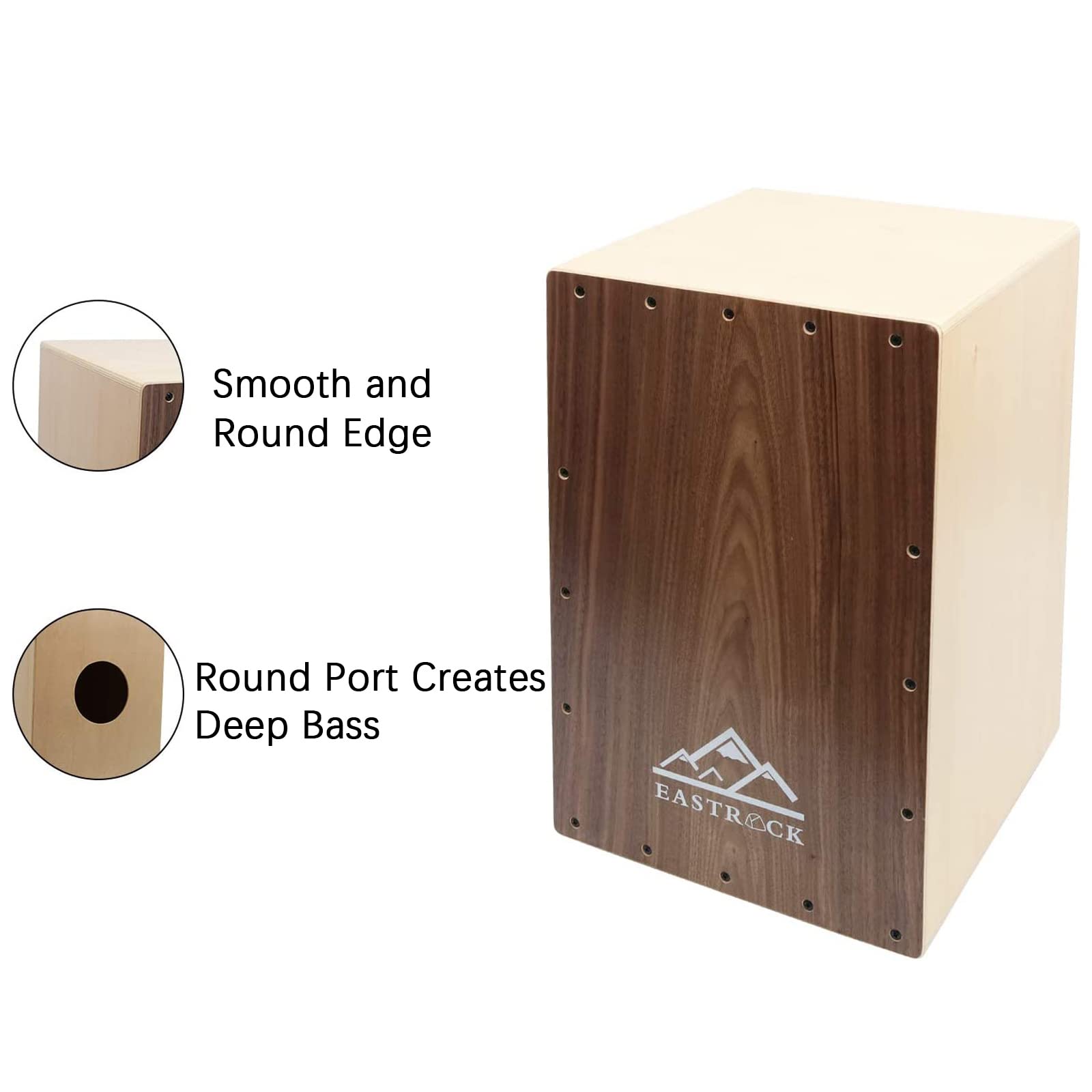 EastRock Full Size Cajon Drum - Wooden Percussion Box Drum with Internal Guitar Strings for Beginners & Professionals | Perfect for Live Performances, Studio Recording & Music Therapy